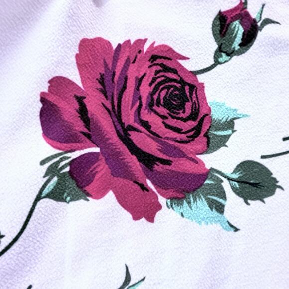 Vintage Floral Pull On Stretchy Pencil Skirt All Over Print AOP Roses Midi XL - Picture 2 of 7